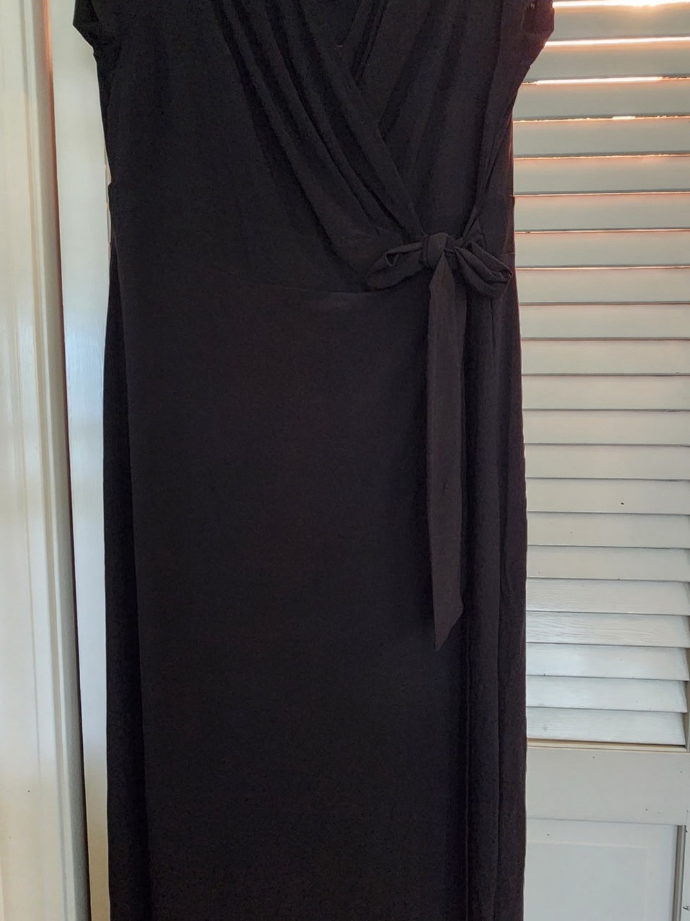 Love Squared Black Wrap-Style Maxi Dress with Side Knot